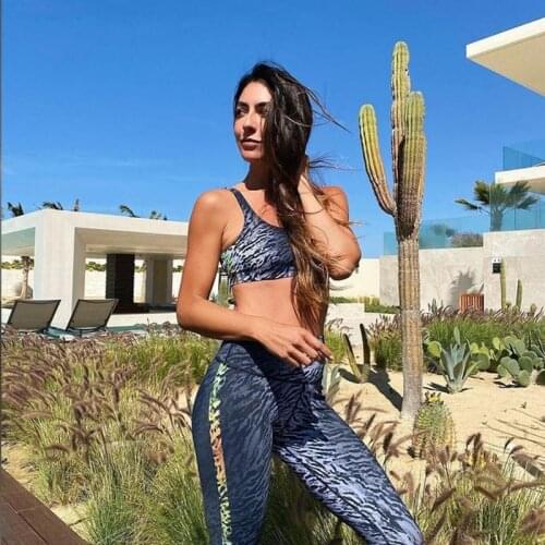 Women Casual Print Fitness Yoga Set Sleeveless Tank Crop Top High Waist Gym Clothes Workout Push Up Hot Tracksuit