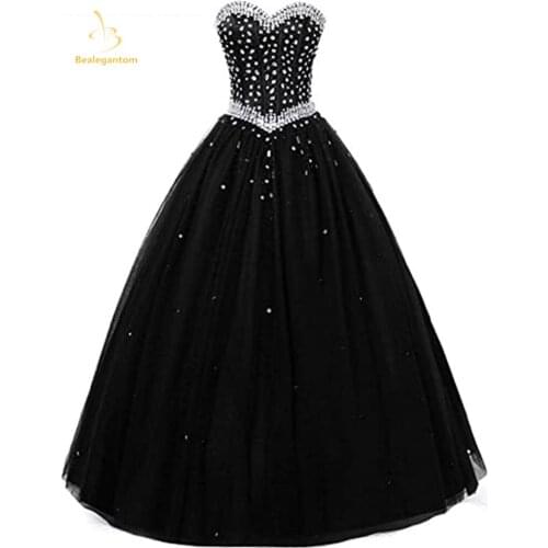 Bealegantom Quinceanera Dresses 2021 Ball Gown Sweetheart Beaded Lace Up Sweet 16 Dress Debutante Vestidos De 15 Anos QA1595
