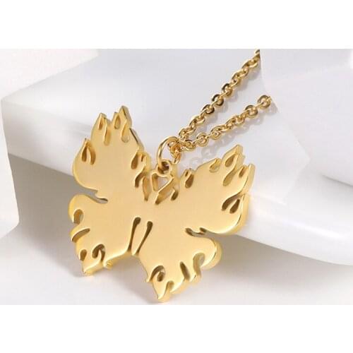 2021 New Flame Butterfly Pendant Necklaces for Women 18K Gold Plated Charms Stainless Steel Necklace Fashion Jewelry Men Mujer