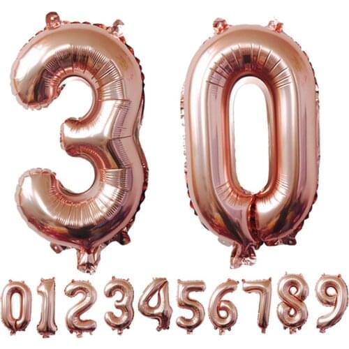 1pc 32 inch Rose Gold Silver Aluminium Foil Number Balloons 0-9 Birthday Wedding Engagement Party Decor Globo Kids Ball Supplies