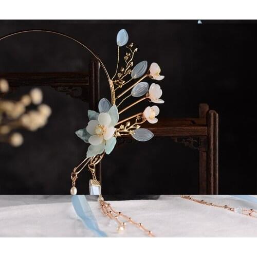 1pcs Ancient Style Hair Accessories Ribbon Hairband Tassel Step Shake Flower Headdress Hanfu Decor Prop Women Girl Gift