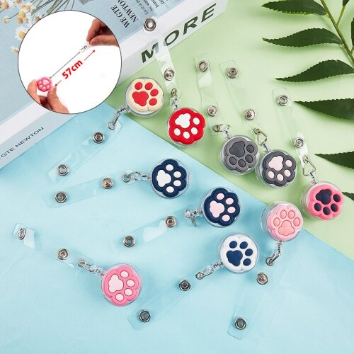 1PCS Cat Feet Retractable Badge Holder For Nurses Name Tag Id Card Holder Lanyards
