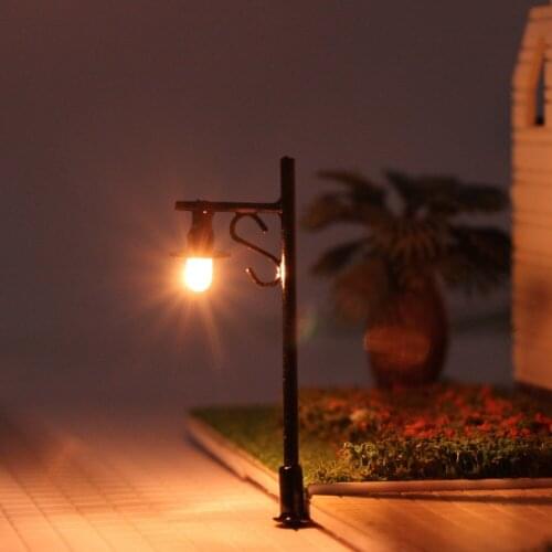 10pcs Model Railway Lamppost lamp HO OO TT Scale 5.3cm 12v L330 model light bulbs street lights fairy garden accessories