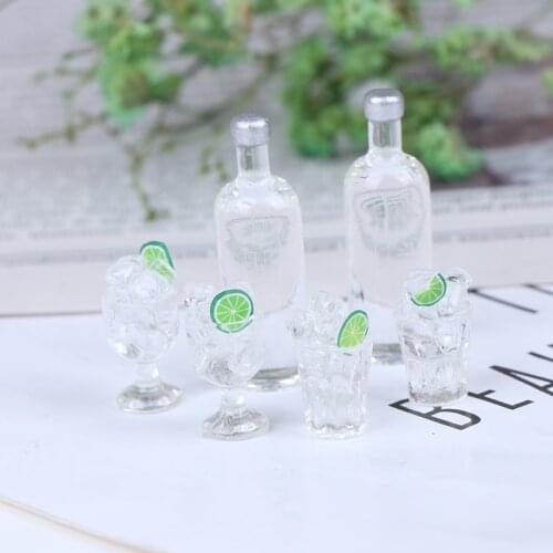 3Pcs 1:12 Dollhouse Miniature Wine Bottles Cups Kitchen Play Toy Accessories