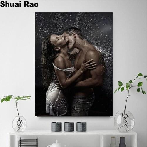 New Diamond embroidery Shower couple full drill square Diamond painting stitch cross Diamond mosaic lovers home decor