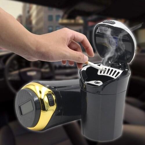 Car ashtray, solar energy with light and cover, creative car interior, car accessories N12B