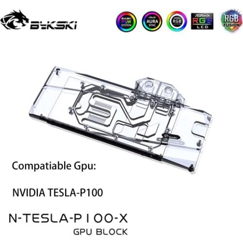 Bykski GPU Water Cooling Block for NVIDIA TESLA-P100 Full Cover with Backplate GPU Water Cooling Cooler,N-TESLA-P100-X