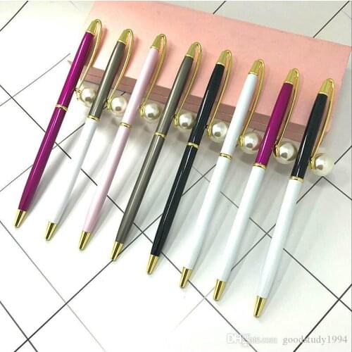 Big Pearl Pen Queen Scepter Ballpoint Pen Metal Pearl Pens Wedding Office School Writing Supplies Advertising Signature Pen Gift