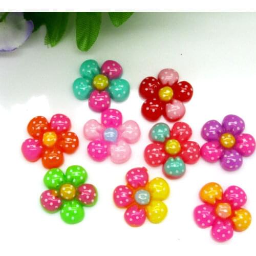 50Pcs Mixed Resin Flower Beads Decoration Crafts Flatback Cabochon Scrapbooking Fit Phone Embellishments Diy Accessories