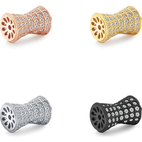 Rose Gold/Black/Gold Spacer Tube Beads Slider Beads Mirco Pave Cubic Zirconia Bead For Bracelet Necklace Making DIY Accessories