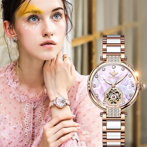 Top brand OUPINKE Women Switzerland Mechanical Watch Automatic Mechanical Watches For Women Luxury Fashion Watch Gift