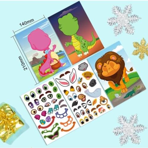 DIY Stickers for Kids Cartoon Face Change Stickers Books Puzzle Games Baby Recognition Education Toys Stickers for Children