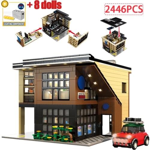 City Creator Street View LED Light Restaurant Coffee House Building Blocks Architecture Shop Figures Bricks Toys For children