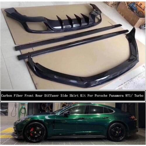 For Porsche Panamera 971/ Turbo 2017 2018 2019 2020 Carbon Fiber Front Rear Bumper Diffuser Lip Spoilers Side Skirt Kit Spoiler