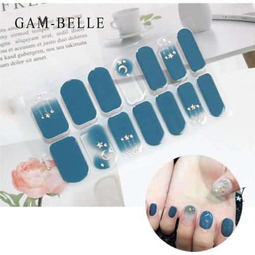 GAM-BELLE 1 Sheet Mixed Designs Nail Sticker Glitter Sequin Decals Foils Nail Wraps Full Cover Adhesive Nail Art Decoration
