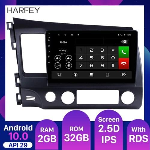 Harfey Android 10.0 2din 1024*600 Touchscreen FM 1080P GPS Car Radio for 2006 2007 2008 2009 2010 2011 Honda Civic support DVR