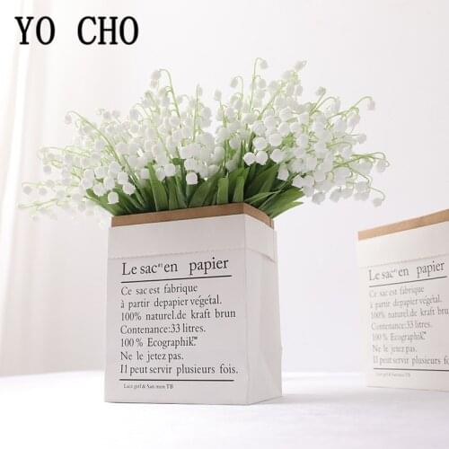 6Pcs/Lot Artificial Valley Lily Flowers White Plastic Lily Small Bouquet Wedding Table Wall Centerpiece Home Desk Ornament Flore