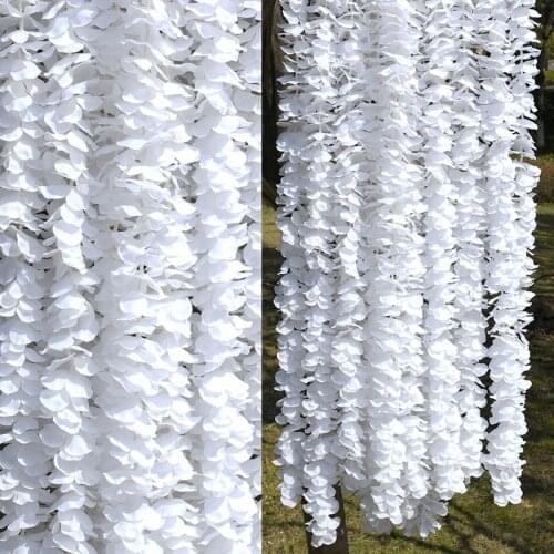 1pcs1M/2M Artificial Orchid Flowers Rattan String Vine with Green Leaves For Home Wedding Garden Decoration Hanging Garland Wall