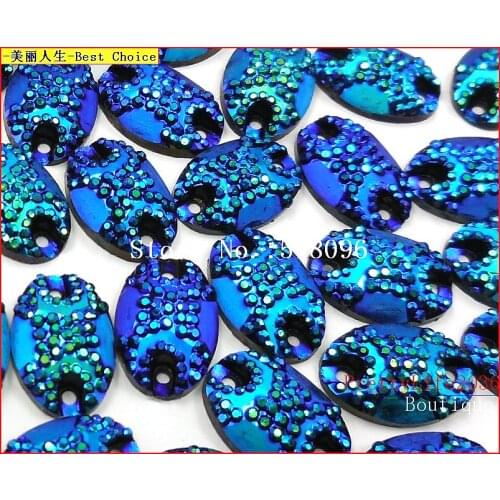 DEep Blue Stones and crystals,Oval Rhinestones 10x14mm Sew On Strass Crystal Sewing Accessories Gems Stones For Clothes shoes