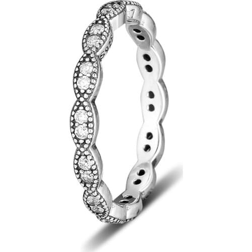 925 Sterling Silver Original Rings for Women anillos Sparkling Leaves Ring with Clear CZ Female Jewelry Wholesale