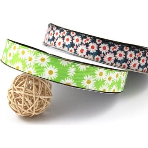 2pattern Daisy printed grosgrain ribbon 9-75mm DIY handmade materials christmas wedding gift wrap tape ribbon