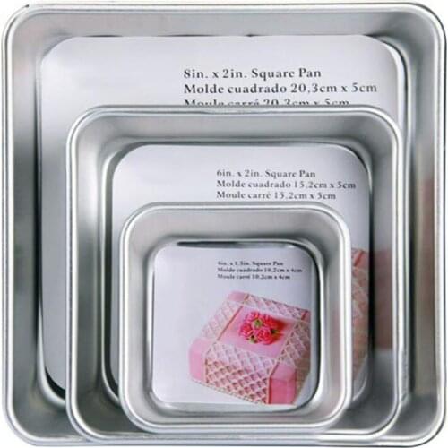 Aluminum Alloy Die Square 4/6/8 Inch Cake Mold Cake Template Baking Dish Baking Mould Pan Pattern Bakeware Tool Baking Parts