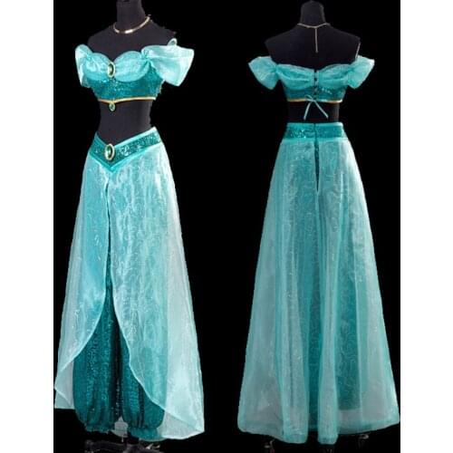 Lamp Princess Jasmine Cosplay Costume Adult Women Performance Dance Dress Fantasy Halloween Carnival Ball Gown
