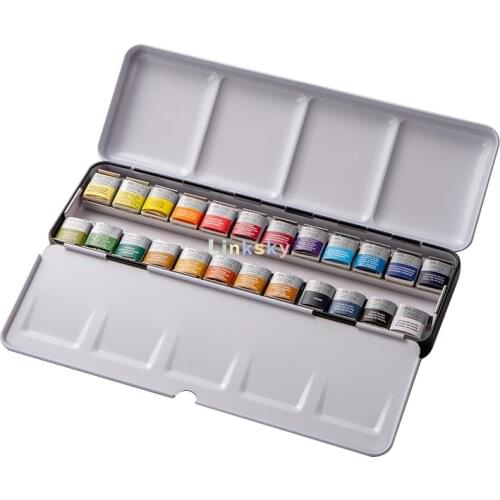 WINSOR&NEWTON Half Pans Mini Pigment Watercolor Paint 8/12/24/36/45 Color Cotman Senior Water color Art Drawing Supplies