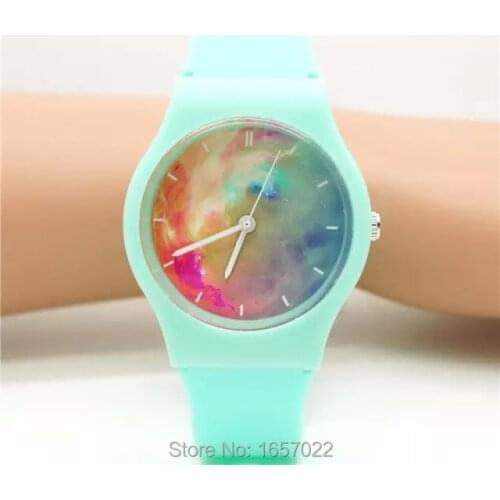 Fashion women men sunset dial scrub strap jelly wristwatch high quality children quartz Reloj de regalo with japan movement