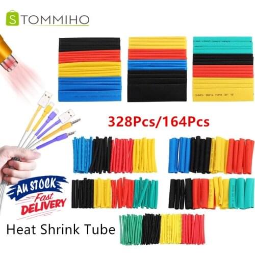 328pcs 164pcs Heat Shrink Tube Kit Shrinking Assorted Polyolefin Wire Cable Insulation Sleeving Heat Shrinkable 8 Sizes