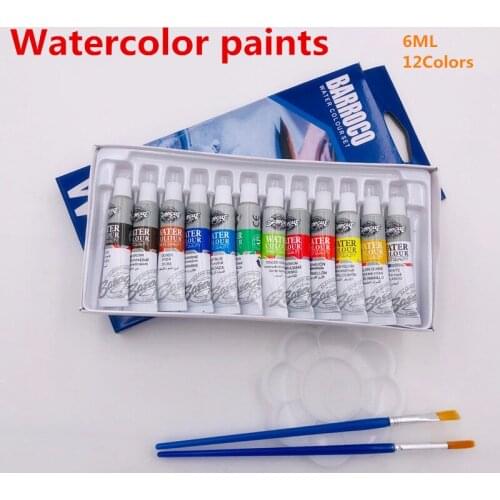 Watercolour Paints Tube Set Art Painting Drawing Tool For The Artists 12 Colors Bright Color Offer Paint Brushes And Palette