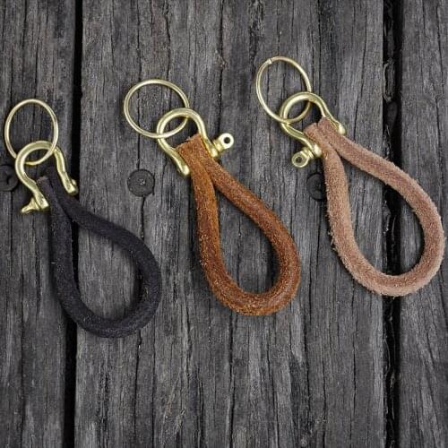 Latest Cattlehide Leather Car Auto Keychain Keyholder Keyring Boyfriend Fathers Day Gift For Him Jewelry Keyfob Porte Clef