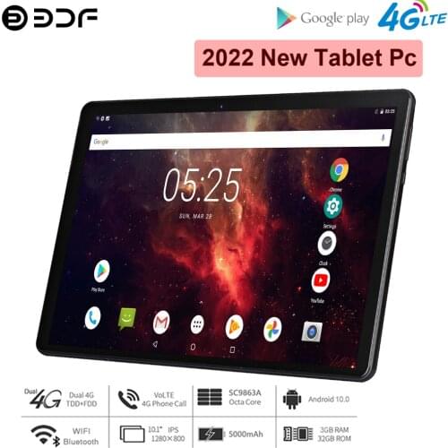 BDF Android 10.0 Tablet 4G LTE Network 10.1 Inch Octa Core Tab Dual Phone Calls Tablette 4GB RAM 64GB ROM mi pad 5 pro Tablet Pc