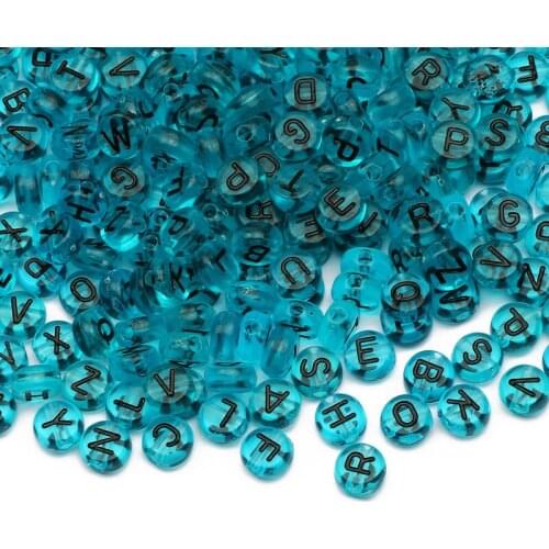 Mix Lake blue Transparent Acrylic Letter Beads 4x7mm Round Spacer Beads For Jewelry Making Diy Necklace Bracelet Accessories