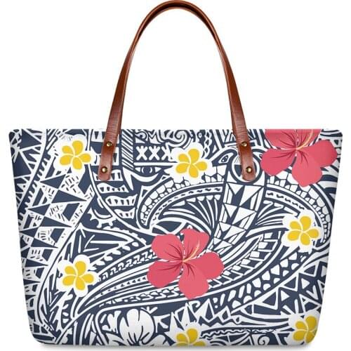 Luxury Design Brand Handbags Polynesian Traditional Tribal Printing Shoulder Bag For Women Casual Tote Females Top-Handle Bags