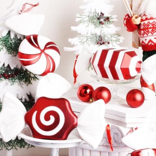 Christmas decorations scene decoration gift pendant DIY candy 30CM red and white painted candy stage decoration