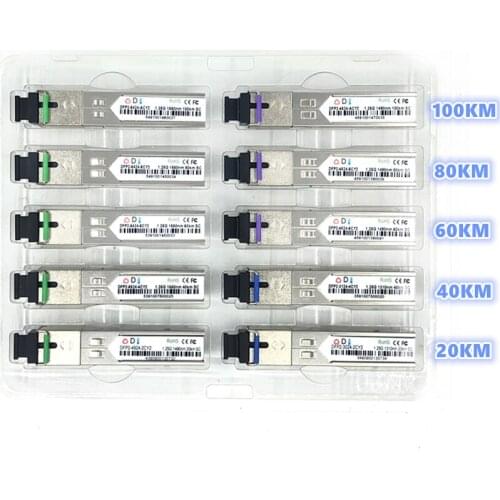 SC SFP Fiber optic module 1.25G SC 20/40/60/80/100KM 1310/1490/1550nm Single Fiber SFP Optical compatible with Mikrotik Cisco