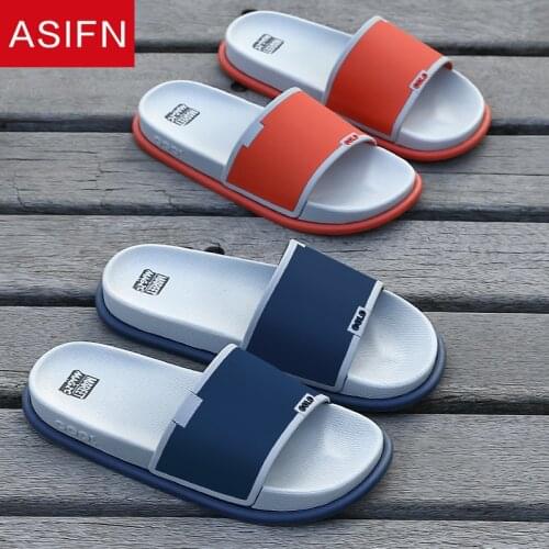 ASIFN Mens Slippers Fashion Indoor Outdoor Summer Beach Slides Household Thick-soled Non-slip Men Slippers Zapatos De Hombre