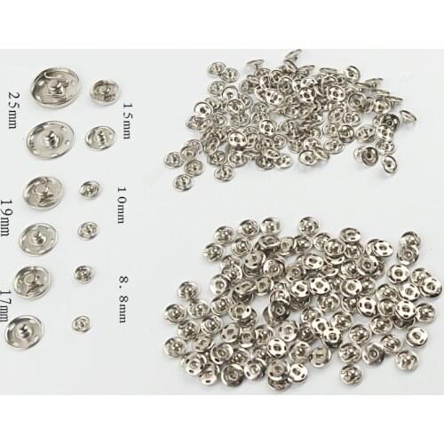 Snap button 8.8mm 10mm 15mm 17mm 19mm 25mm 100sets 6 size silver metal copper plating Manual suture sweater buttons