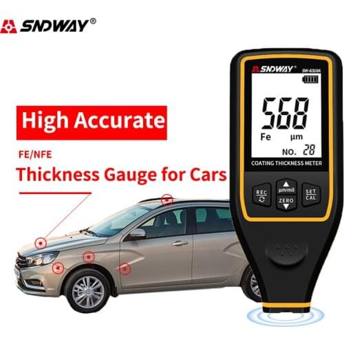 SNDWAY Thickness Gauge for Cars Highly sensitive probe Paintwork Automotive tester Lacquer meter coating Measuring paint FE/NFE