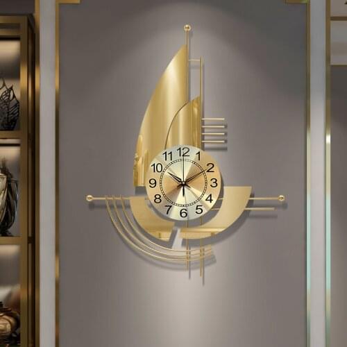 Modern Wrought Iron Sailboat Wall Clocks Home Livingroom Background Wall Mural Crafts Hotel Porch Lobby Wall Sticker Decoration
