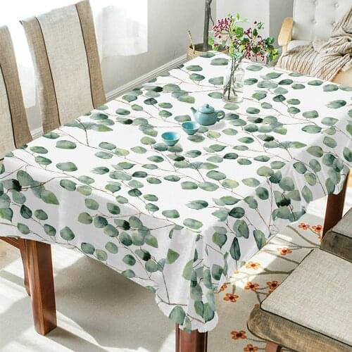 Fresh Green Plant Eucalyptus Leaves Tablecloth Picnic Holiday Outdoor Camping Desk Cover