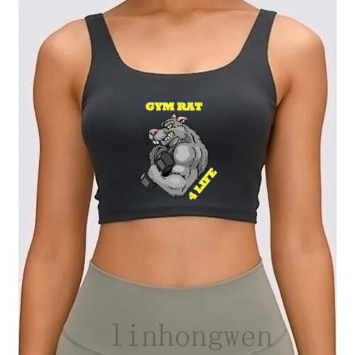 Gym Rat 4 Life Women Tank Top Natural Round Collar Vintage Casual Printing Summer GifTank Top