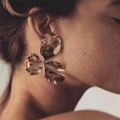Vintage Alloy Flower Stud Earrings for Women New Cheap Metal Statement Earrings Jewelry Gold&Silver Plated Shiny Charm #273218