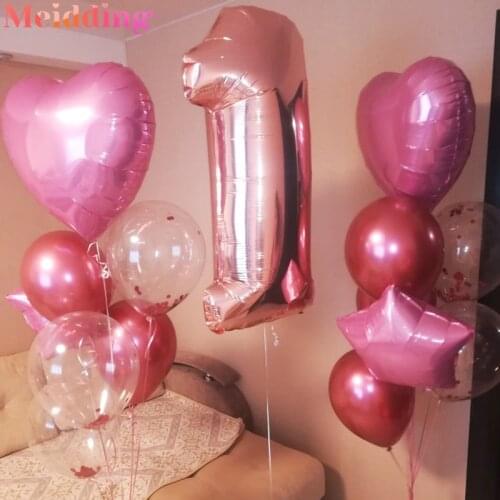 14Pcs Multi Confetti Balloon Happy Birthday Party Balloons Rose Gold Helium Ballons Boy Girl Baby Shower Wedding Decor Supplies