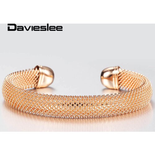 10mm Bracelet for Women 585 Rose Gold Opening Big Bangle Cuff Braided Link Wristband Party Wedding Jewelry Gifts Fashion LCB53