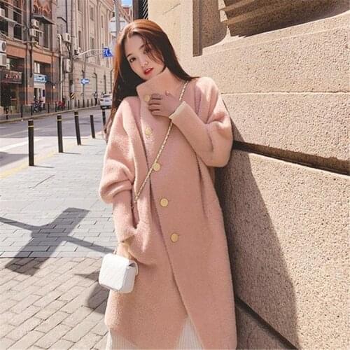 Oversized Cardigan Women Mink Cashmere Long Sweaters 2020 Fall Winter New Buttons Up Loose Midi Length Jumpers Fashion Knitwear