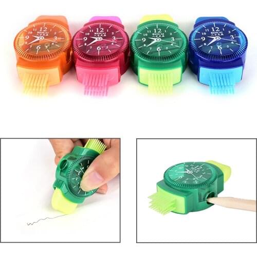 1pc 3 In 1 Mini Novelty Wristwatch Modeling Pencil Sharpener School Supplies Plastic Cutter Knife