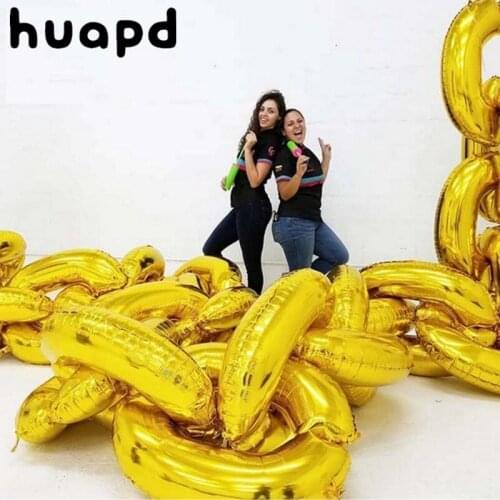 10pcs 16inch golden silver letters 0 combination balloon chain hip hop theme birthday party DIY decoration party supplies
