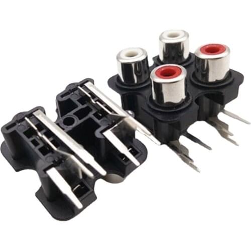 10pcs 4 hole RCA Female Stereo audio Jack AV Audio input socket Connector Lotus row Amplifier Interface Signal connection